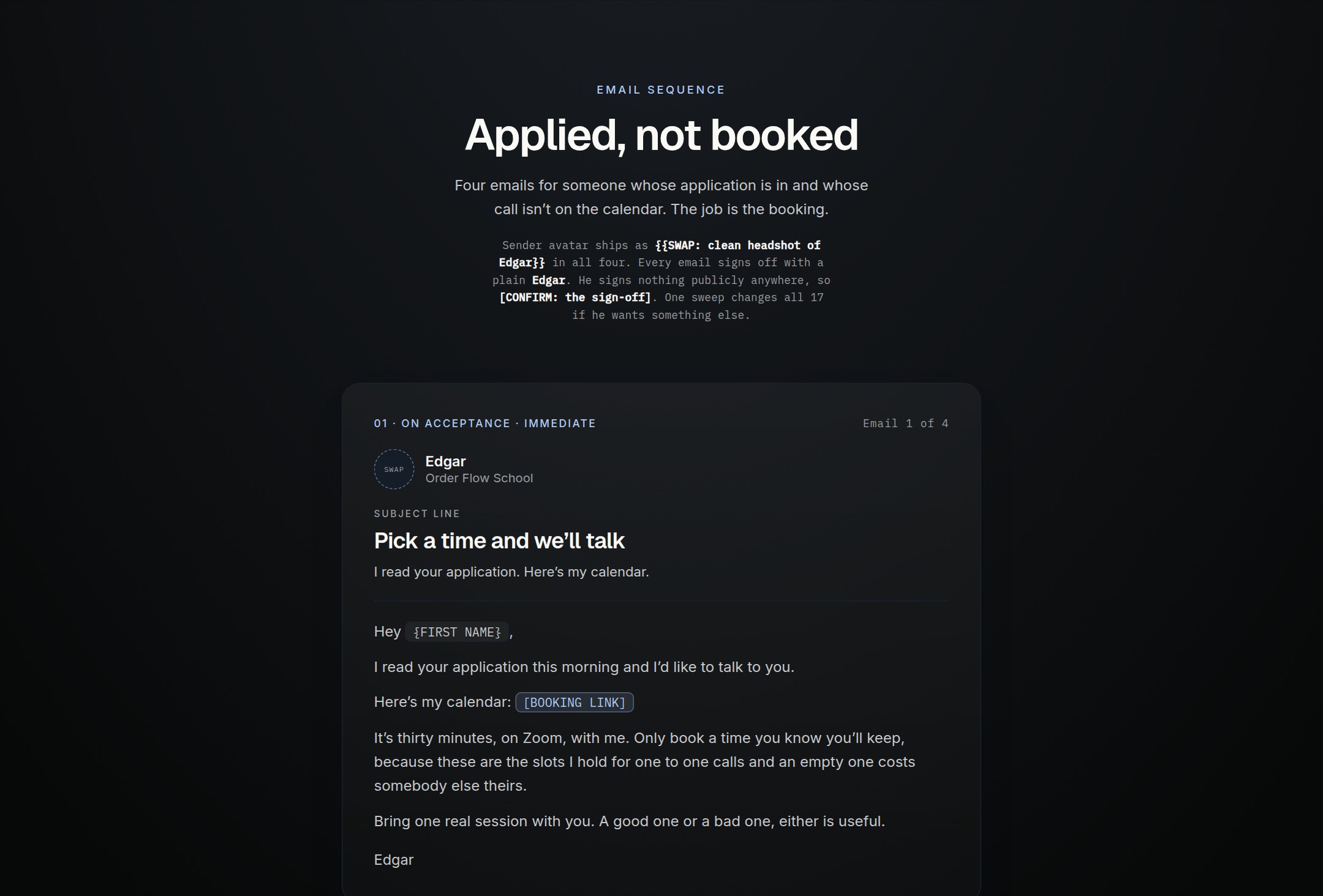 Applied, not booked preview