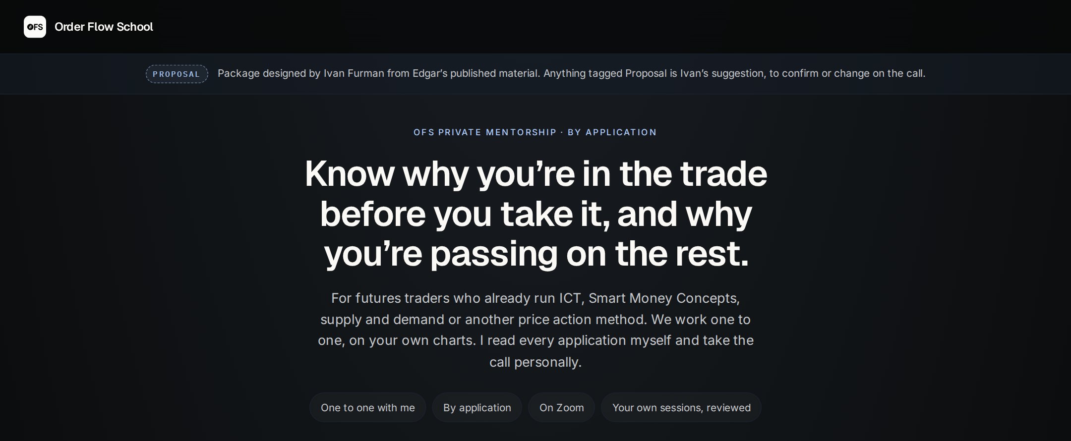 OFS Private Mentorship offer page preview