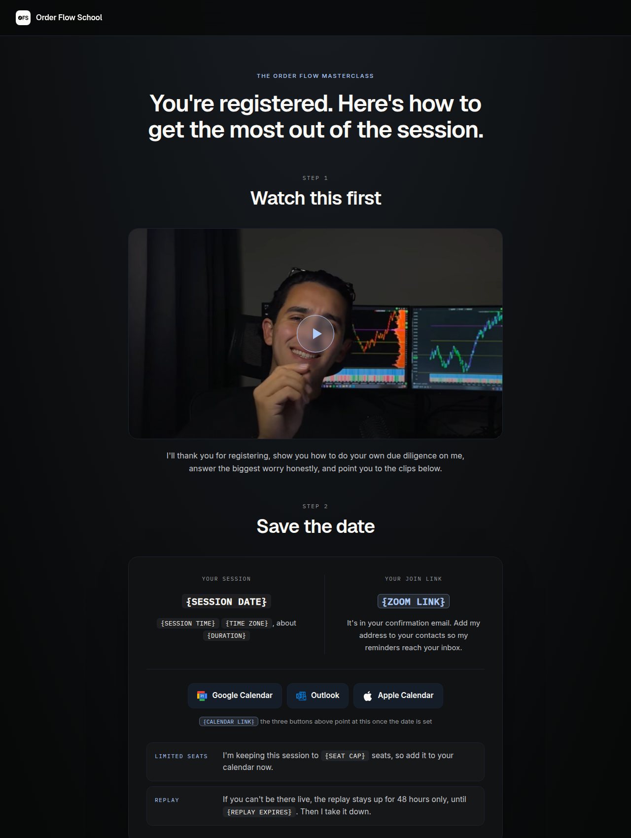Confirmation page preview